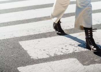 Pedestrian walking on the road